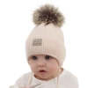 Czapka zimowa dla dziewczynki, morelowa, wiązana, 100% wełniana merino, Jena-1