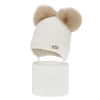 Czapka i komin dla dziewczynki, zimowy komplet, biały, 100% wełniany merino, podszyty polarem wełnianym, Lumia-1