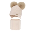 Czapka i komin dla dziewczynki, zimowy komplet, jasnoróżowy, 100% wełniany merino, podszyty polarem wełnianym, Lumia-1