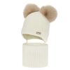 Czapka i komin dla dziewczynki, zimowy komplet, kremowy, 100% wełniany merino, podszyty polarem wełnianym, Lumia-1