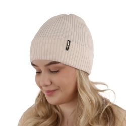 Czapka zimowa, jesienna, wiosenna damska, jasnoróżowa, 100% wełniana merino Megan-1