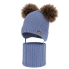 Czapka i komin dla chłopca, zimowy komplet, niebieski, 100% wełniany merino, podszyty polarem wełnianym, Lumio-1