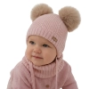 Czapka i komin dla dziewczynki, zimowy komplet, różowy, 100% wełniany merino, podszyty polarem wełnianym, Lumia-1