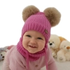 Czapka i komin dla dziewczynki, zimowy komplet, różowy, 100% wełniany merino, podszyty polarem wełnianym, Lumia-4