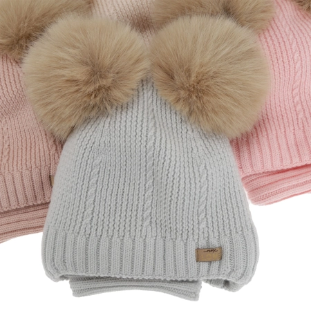 Czapka i komin dla dziewczynki, zimowy komplet, czarny, 100% wełniany merino, podszyty polarem wełnianym, Lumia-3