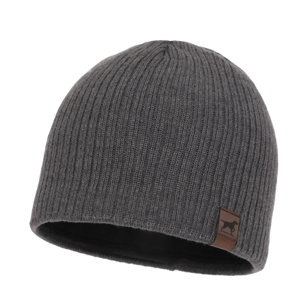 Czapka zimowa męska, szara, z wełną merino, Bird-2
