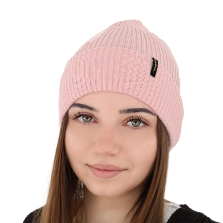 Czapka zimowa, jesienna, wiosenna damska, różowa, 100% wełniana merino, Megan-5