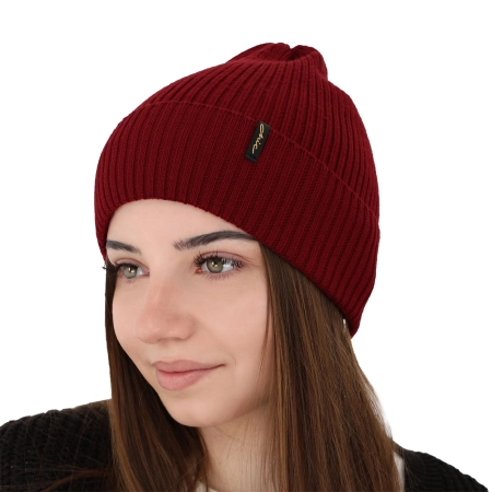Czapka zimowa, jesienna, wiosenna damska, różowa, 100% wełniana merino, Megan-6