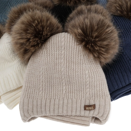 Czapka i komin dla chłopca, zimowy komplet, camel, 100% wełniany merino, podszyty polarem wełnianym, Lumio-3