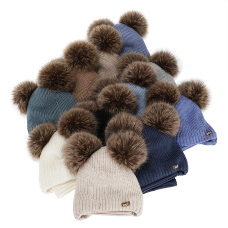 Czapka i komin dla chłopca, zimowy komplet, camel, 100% wełniany merino, podszyty polarem wełnianym, Lumio-4