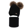 Czapka i komin dla chłopca, zimowy komplet, czarny, 100% wełniany merino, podszyty polarem wełnianym, Lumio-2