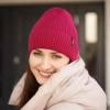Czapka zimowa, jesienna, wiosenna damska, różowa, 100% wełniana merino, Megan-4