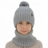 Czapka i komin dla chłopca, zimowy komplet, 100% wełniany merino, z podszyciem bawełnianym, jasnoszary Tolmar-1
