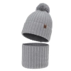 Czapka i komin dla chłopca, zimowy komplet, 100% wełniany merino, z podszyciem bawełnianym, jasnoszary Tolmar-2