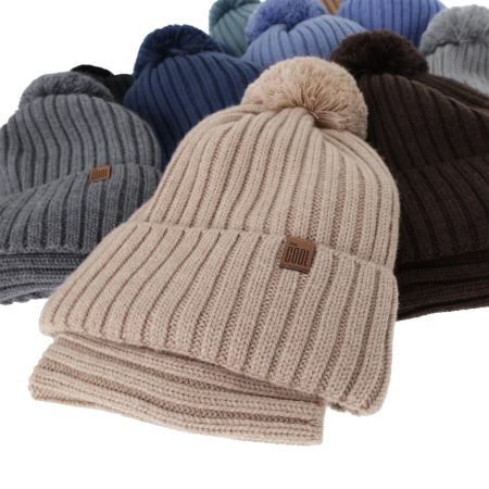 Czapka i komin dla chłopca, zimowy komplet, 100% wełniany merino, z podszyciem bawełnianym, ciemnoniebieski Tolmar-3