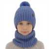 Czapka i komin dla chłopca, zimowy komplet, 100% wełniany merino, z podszyciem bawełnianym, niebieski Tolmar-1