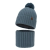 Czapka i komin dla chłopca, zimowy komplet, 100% wełniany merino, z podszyciem bawełnianym, niebieski Tolmar-1