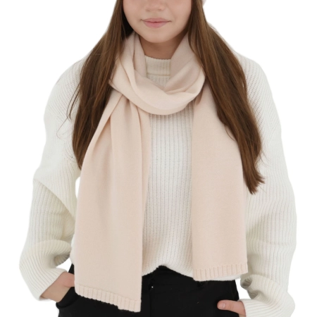 Szalik zimowy damski, jasnoróżowy, 100% wełniany merino Elonia-1