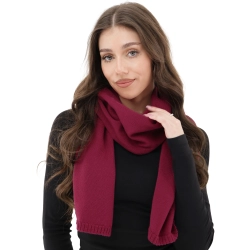 Szalik zimowy damski, amarantowy, 100% wełniany merino Elonia-1