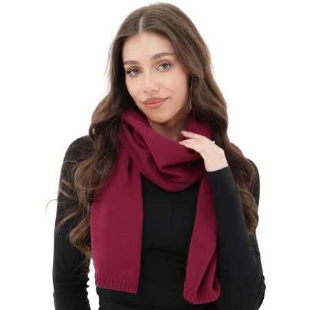 Szalik zimowy damski, amarantowy, 100% wełniany merino Elonia-1