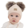 Czapka zimowa dla dziewczynki, jasnoróżowa, 100% wełniana merino, podszyta wełnianym polarem, wiązana Trudina-1