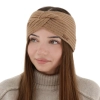 Opaska zimowa damska, camel, 100% wełniana merino Veka-1