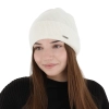Czapka jesienna, zimowa damska, kremowa, wełna merino z kaszmirem, Sindra-1