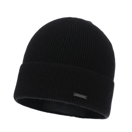 Czapka jesienna, zimowa damska, czarna, wełna merino z kaszmirem, Sindra-2