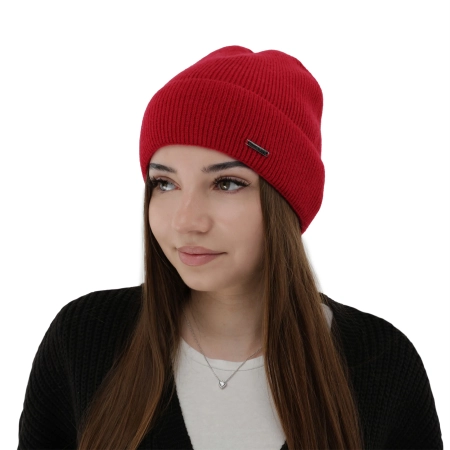 Czapka jesienna, zimowa damska, czarna, wełna merino z kaszmirem, Sindra-7