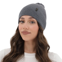 Czapka zimowa, jesienna, wiosenna damska, ciemnoszara, 100% wełniana merino Megan-1