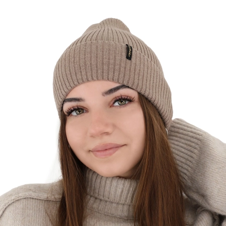 Czapka zimowa, jesienna, wiosenna damska, ciemnoszara, 100% wełniana merino Megan-7