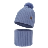Czapka i komin dla chłopca, zimowy komplet, 100% wełniany merino, z podszyciem bawełnianym, niebieski Tolmar-2