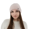 Czapka jesienna, zimowa damska, jasnoróżowa, wełna merino z kaszmirem, Sindra-1