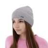 Czapka jesienna, zimowa damska, szara, wełna merino z kaszmirem, Sindra-1