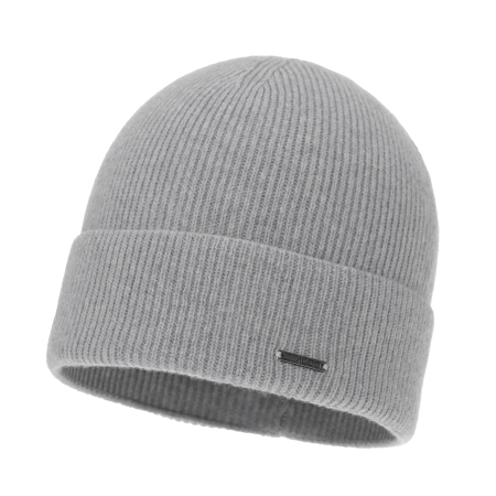 Czapka jesienna, zimowa damska, szara, wełna merino z kaszmirem, Sindra-2