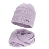 Czapka i szalik komin, zimowy komplet, fioletowy, z wełną merino, Driva-2