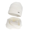 Czapka i szalik komin, zimowy komplet, kremowy, z wełną merino, Driva-2