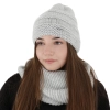 Czapka i szalik komin, zimowy komplet, szary, z wełną merino, Driva-1