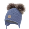 Czapka zimowa dla chłopca, niebieska, 100% wełniana merino, podszyta wełnianym polarem, Tambor-1