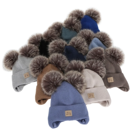 Czapka zimowa dla chłopca, szara, 100% wełniana merino, podszyta wełnianym polarem, Tambor-3