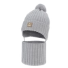Czapka i komin dla chłopca zimowy komplet, szary, 100% wełniany merino,  podszyty bawełną, wiązany Masil-1