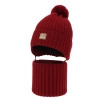 Czapka i komin dla chłopca zimowy komplet, bordowy, 100% wełniany merino, podszyty bawełną, wiązany Masil-2