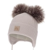 Czapka zimowa dla chłopca, beżowa, 100% wełniana merino, podszyta wełnianym polarem, Tambor-2