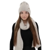 Czapka i szalik damski, zimowy komplet, beżowy, z wełną merino, Seala-2