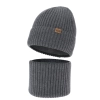 Czapka i komin dla chłopca, zimowy komplet, 100% wełniany merino, z podszyciem z wełny merino, szary Domin-2