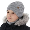 Czapka i komin dla chłopca, zimowy komplet, 100% wełniany merino, z podszyciem z wełny merino, czarny Domin-5