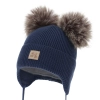 Czapka zimowa dla chłopca, granatowa, 100% wełniana merino, podszyta wełnianym polarem, Tambor-2