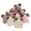 Czapka i komin dla dziewczynki zimowy komplet, czarny, wiązany, 100% wełniany merino, z dwoma pomponami Silvia-7