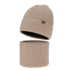 Czapka i komin dla chłopca, zimowy komplet, 100% wełniany merino, z podszyciem z wełny merino, beżowy Domin-2