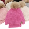 Czapka i komin dla dziewczynki zimowy komplet, biały,100% wełniany merino, podszyty wełnianym polarem, wiązany Danielle-2